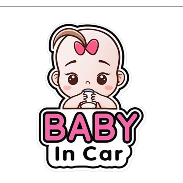 2 baby-i-bil-skilt-klistremerker for jenter, babybil-klistremerke Fjernbart sikkerhetskunngjøringstavle-klistremerke, søt baby-vindusbil-klistremerke, 13 cm (jente)