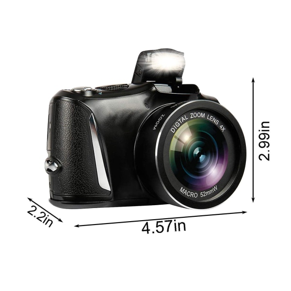 True 4k Ultra-clear 48 Million Micro-single Digital Slr-kamerafilter Vidvinkelmakro 60-bilds videokamera 3,2 tum Ips Hd färgskärm 16x Digita Black
