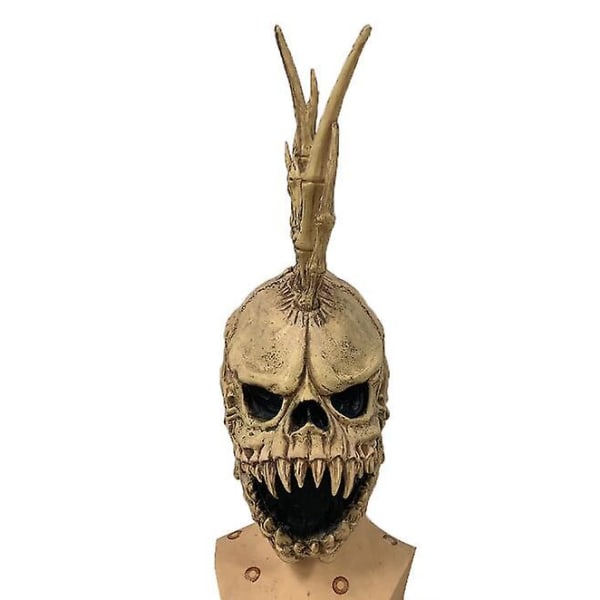 Skull Mask Halloween Rekvisita Skelett Punk Mask Latex Helhuvud Mask Punk Skull Skräck Mask Halloween dekoration Beige