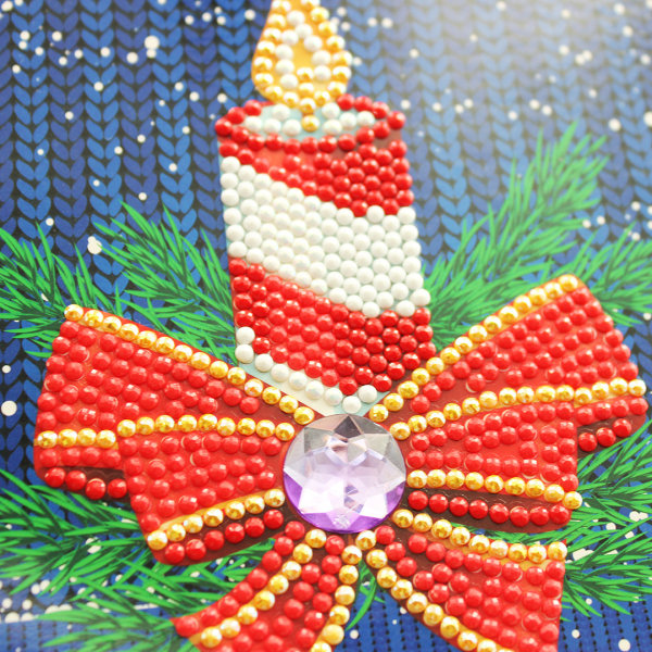 Joulukortit, 8 pakkausta 5D- diamond painting Joululoman onnittelukortti jouluksi (B) - joulukellot, poro, lumiukko, joulupukki C
