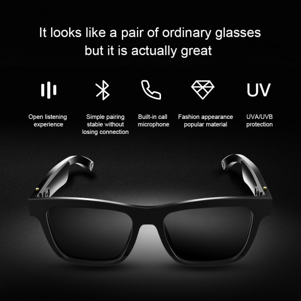 Smarte briller E10 solbriller kan snakke med å lytte til musikk Bluetooth Audio Glasses Gradient Black