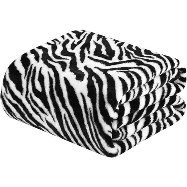 (130 x 160 cm, Zebra) Överdimensionerad färgglad mjuk fleecefilt för soffa, säng, stol, ultramjuk dekorativ filt