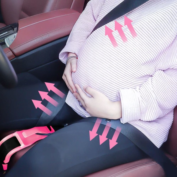 1-osainen vaaleanpunainen törmäyshihnan säädin – törmäystestattu, estää vatsan puristusta, suojaa syntymättömälle baby, lahja äidille