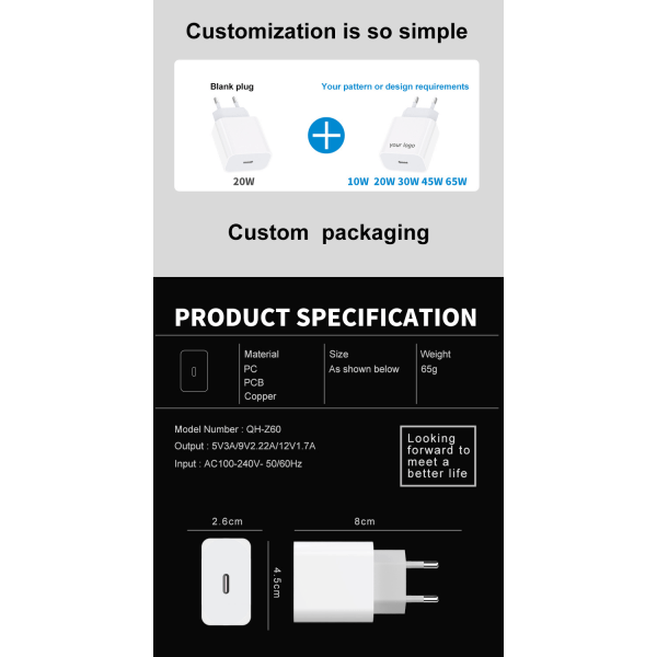1 Pack PD20W Matkapuhelinlaturi PD Pikalaturi Huawei Apple Android Flash Charger Pikalaturi (eurooppalainen pistoke, valkoinen)