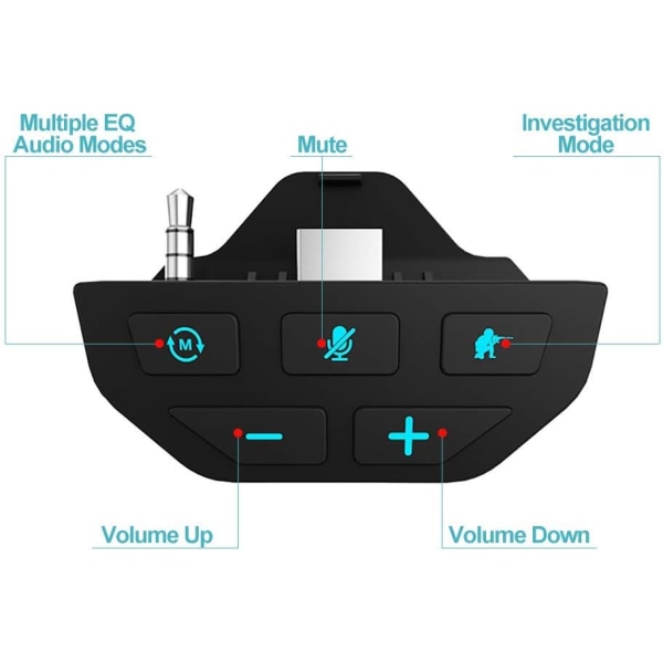 Stereo Dongle Stereo hodesett lydadapter for Xbox One X/S-kontroller med hodetelefonhøyttalere med lav latens stemmekontroll