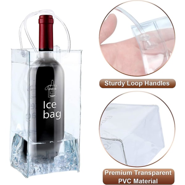 3 stykker sammenklappelig klar isvinpose-poser Vinkøletaske Pvc-vinposegave