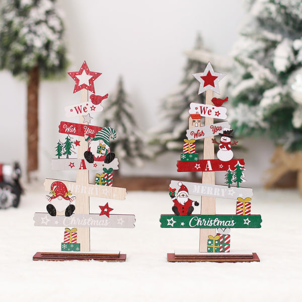 2 pakke juletre julenissen tre hengende pynt, juleskiltplakett, gjør-det-selv-dekorasjon juledekorasjon