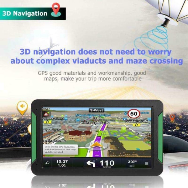 7 tommers HD berøringsskjerm bil GPS-navigator med 8 GB ROM MP3/MP4-spillere FM-sender og 2018 siste kart