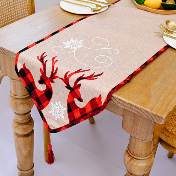 Rektangulær juleduk polyester 35*180m juletremønstre for julebordpynt，Trykt juleduk Absorberende bord