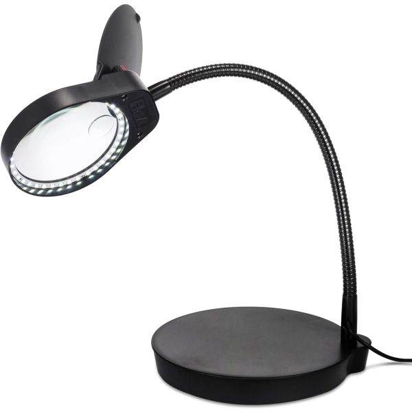 2 i 1 stående förstoringslampa 3x 10x läsförstoringsglas med LED-hållare 38st ljusförstoringsglas för dagsljusupplysta ljus (svart)