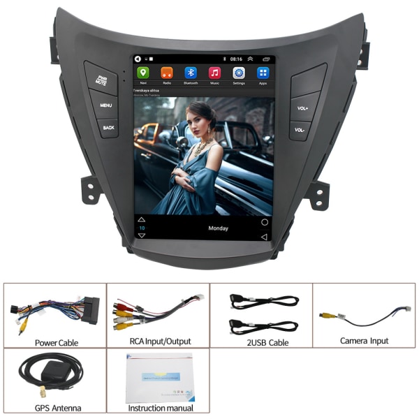 HD-berøringsskjerm Android Auto Bil Dvd-spiller Video Stereo Bilspiller Med GPS-navigasjon FM For Hyundai Elantra 2011 2012 2013