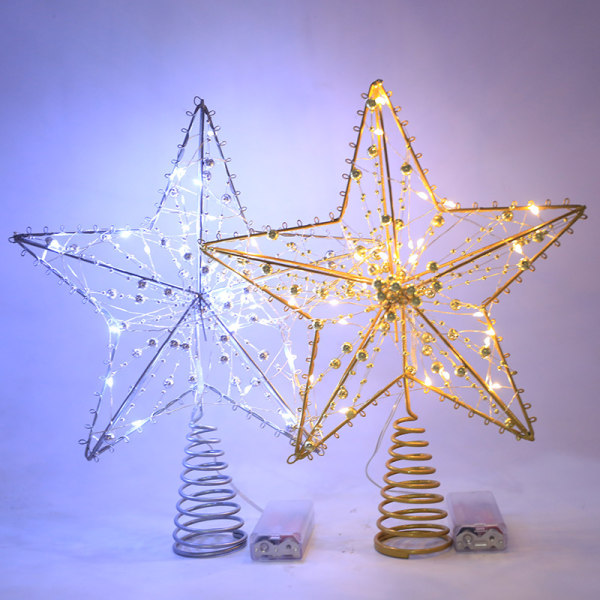 Juletræ Starlight Indendørs dekoration Lys Farve Lys Lys fem stjerner Starlight Dekoration Tilbehør Natlys（20CM sølv）