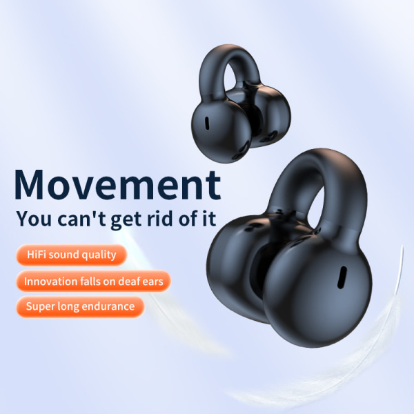 Kiinnitettävä Bluetooth kuuloke, akunkesto älykäs digitaalinen näyttö korvaklipsi langattomat kuulokkeet