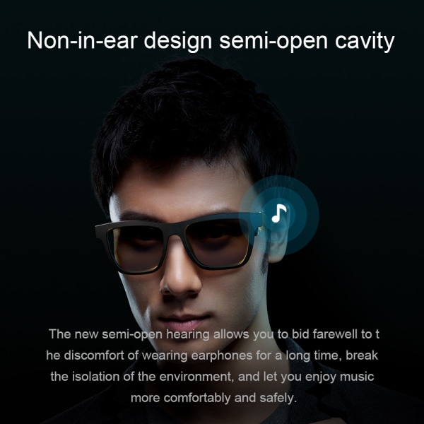 Smarte briller E10 solbriller kan snakke med å lytte til musikk Bluetooth Audio Glasses Gradient Black