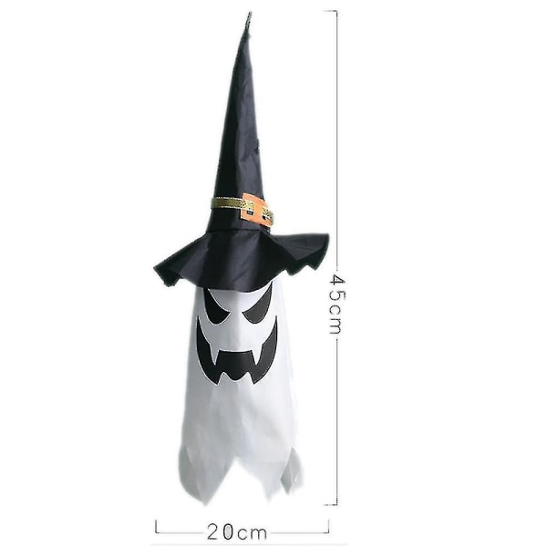 Halloween-koristeled, Wizard-hattu, riippulamppu, haamukasvot, kummitusfestivaali Horro WHITE
