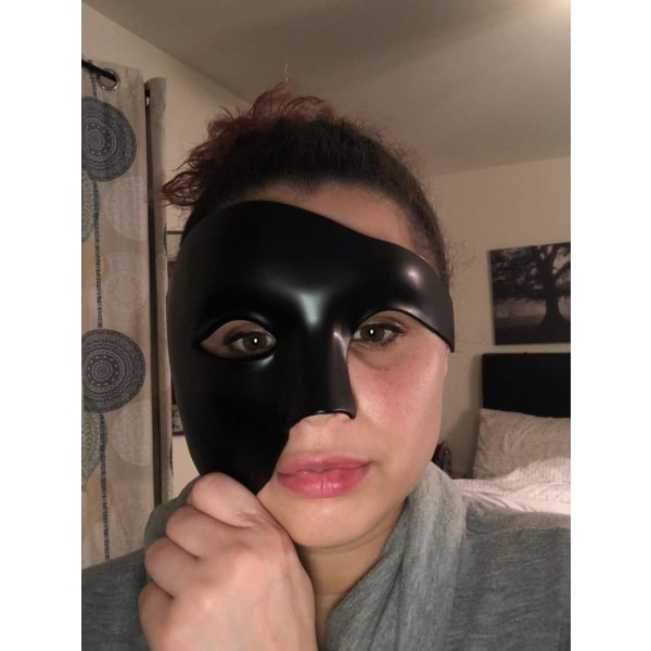 (svart)Vintage Masquerade Mask Phantom of the Opera One Eyed Half Face Costume