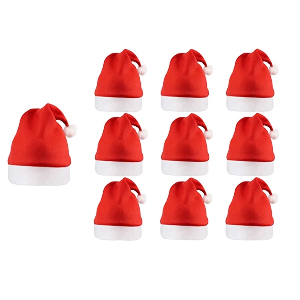 10 kpl bulkki Joulupukin hatut aikuisille, klassiset punaiset joululomahatut