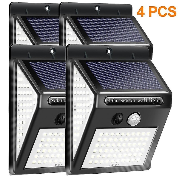 4 stykker solcellelys kompatible med udvendig 140 led, solcellelamper kompatible med udvendig med bevægelsesdetektor 1200 mah vandtæt led solcellelampe 3