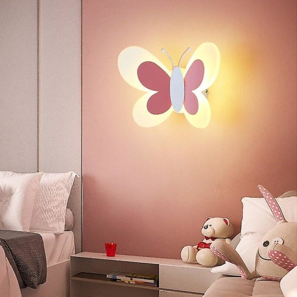 14W kreativ LED børneværelse væglampe tegneserie sommerfugl væglampe sengelampe (varmt lys)