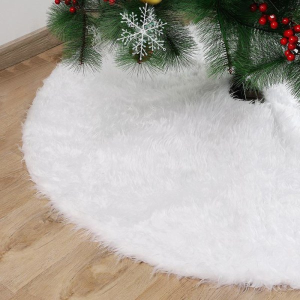 30 tommer snøhvit plysjfløyel juletreskjørt - julefestdekorasjonSnøhvit plysjfløyel - julefestdekorasjon