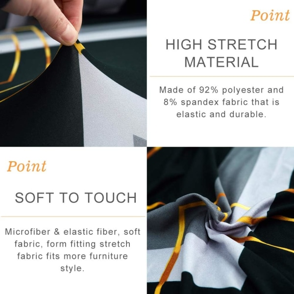 1 st printed stretchigt cover Elastiskt polyester spandex sofföverdrag, universal monterat sofföverdrag (3-sits, mörkgrön geometri)