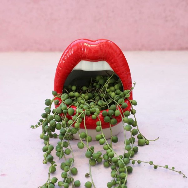 Luova keraaminen tuhkakuppi sikarituhkapidike isojen huulten muotoinen sisustus kotitoimistoon Pöytäbaari Muoti kodin koristeet (punainen)