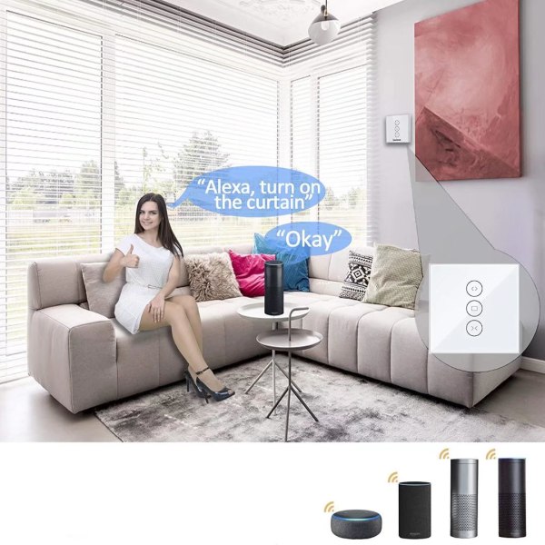 Roller Shutter Switch, Wifi Roller Shutter Timer, Smart Home Alexa Kompatibel med Voice Control Remote App Drift Timing Inställning （1pack）