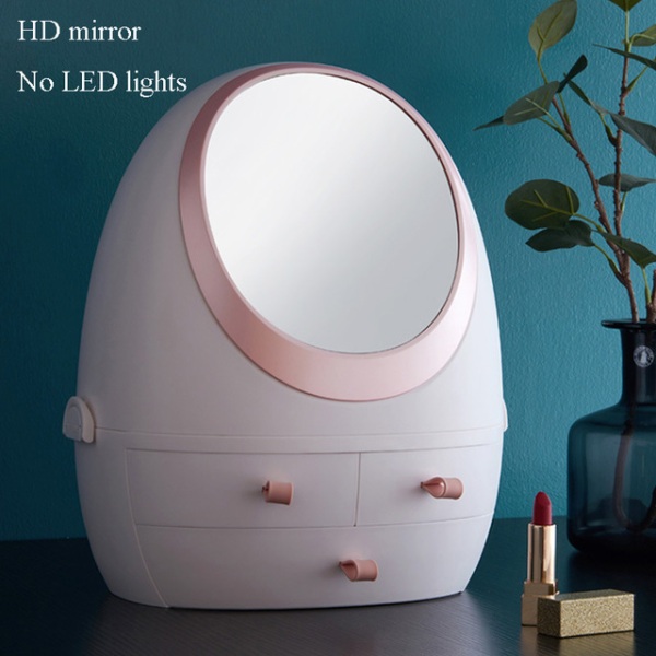 Led Light Kosmetisk Opbevaringsboks, Oplyst Spejl Makeup Box, Badeværelse Støvtæt Hudpleje Produkt Opbevaringsskuffe Without lights