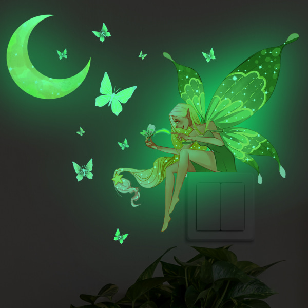 Luminous Moon Butterfly Tonttu Luovat seinätarrat Lastenhuoneen Makuuhuoneen Luovat Yksinkertaiset koristeelliset seinätarrat