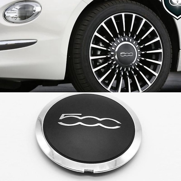 133 mm navkapsel för Fiat 500 hjul mittnavkapslar 68078419ac 68078421ac cover 51884863 Black and Silver