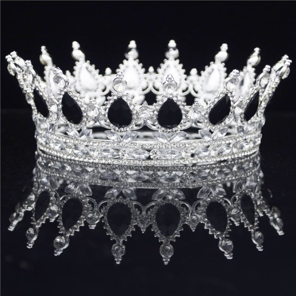 Crystal Vintage Royal Queen King Tiara och Crown Pageant Prom Crown Bröllopshåraccessoarer, röd