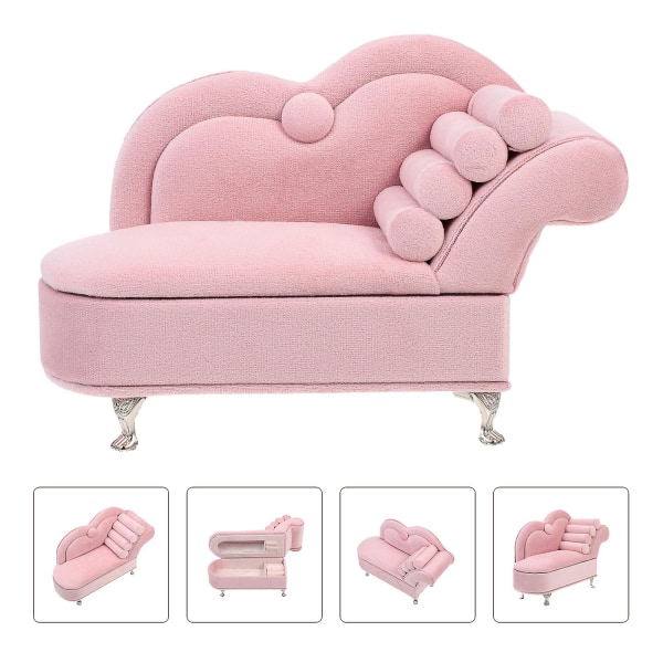 Smykkeskrin Gaver Miniatyr Sofa Dekorer Mini Hus Sofa Smykkebrett Organizer Pink 20x13cm