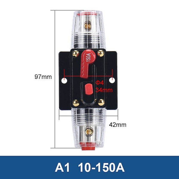 Taixi billastebil batteristrømbryter Selvgjenoppretting Dc12v 24v 20a 30a 40a 50a 60a 80a 100a 125a 150a Auto Audio Sikringsholder 80A A2 type