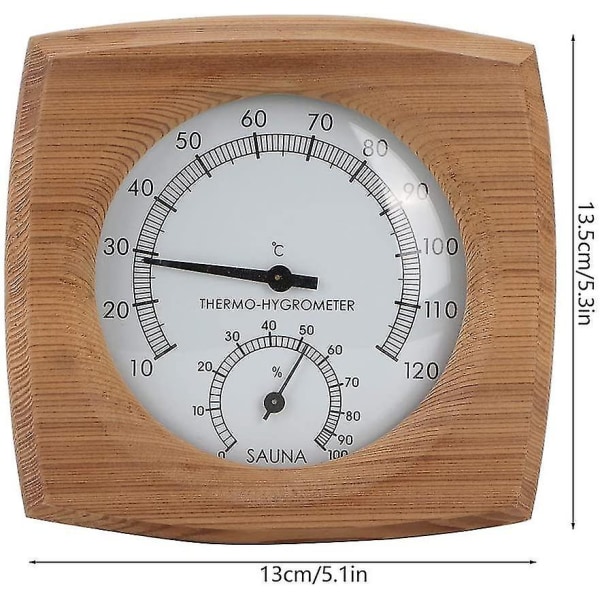 Pxcl badstuetermometer, badstutermometer av tre, veggmontert termometer, dampvåttermometer