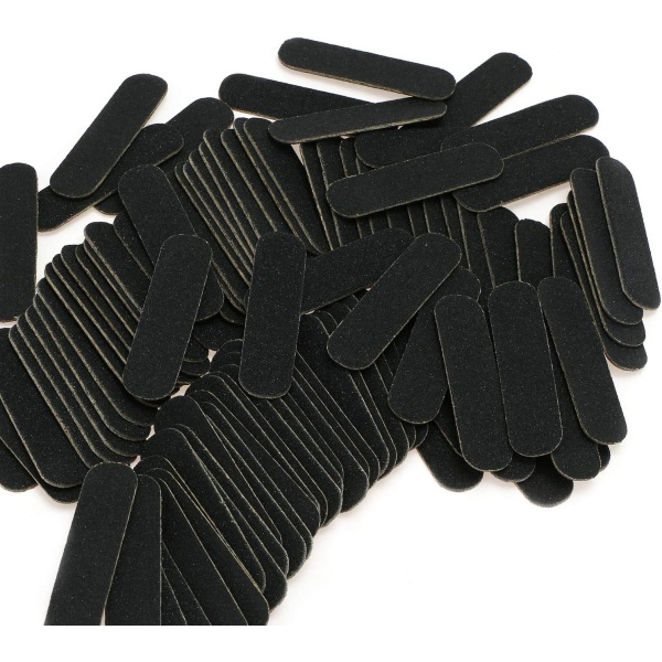 100 stk neglefil, profesjonelle neglefiler, dobbeltsidig 180/240 kornbrett, 5*1,3 cm (svart)