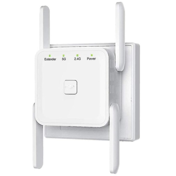 Antenne Signal Booster, 2,4 5g Dual Band Wireless Extender Repeater 1200m Wifi Booster forstærker (farve: hvid) white