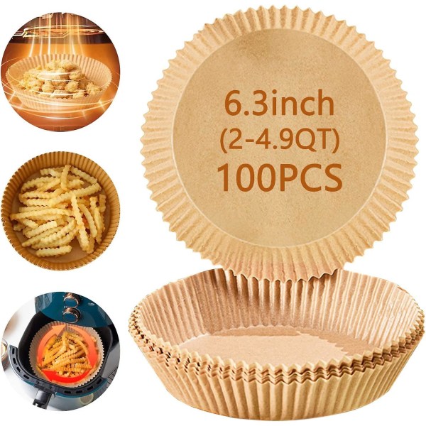 Air Fryer Kertakäyttöiset paperivuorauksen tarvikkeet 7&#34; 8,5&#34; 9&#34;10&#34; 100 kpl Pergamenttipaperia Bamboo Steamer vuoraukset Rei'itetyt tarttumattomat Waterpro Unbleached 6.5 inch 100pcs