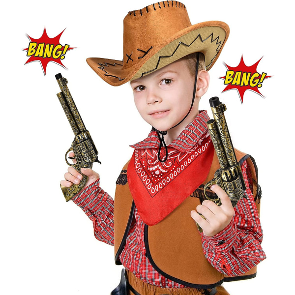 Kryc 9 stykker cowboykostymetilbehør Cowboyhatt Bandanabeltehylster Fancykjoletilbehør Halloween Carnival Jul For Barn Rollespill Og P
