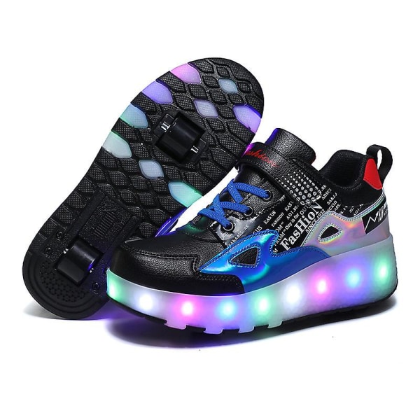 Två hjul självlysande sneakers Skridskor Casual Barns tvåhjulsladdning LED Blinkande lampor Automatiska osynliga rullskridskor 40