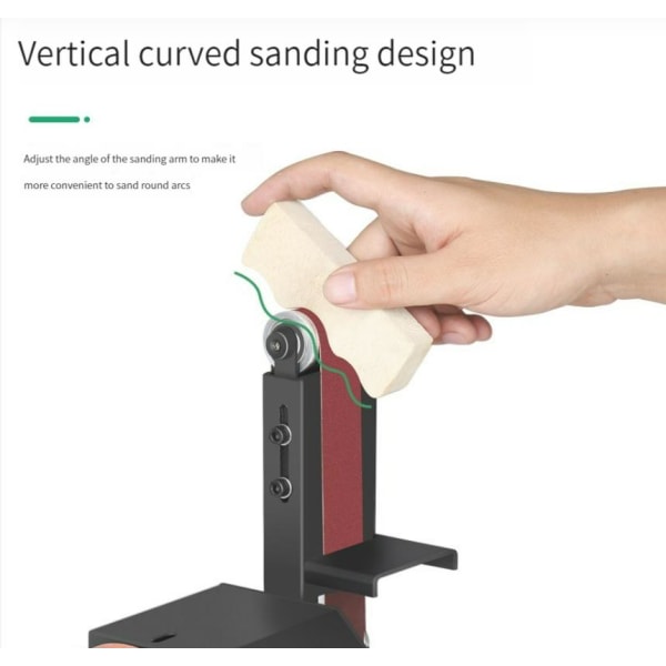 Miniature lille båndmaskine mini elektrisk polermaskine blade desktop sandpapir båndsliber velegnet til håndværksslibning set 3