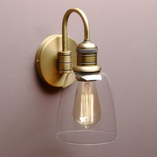 Belysning Modern Vintage Industriell Bell Sconce Vägglampa med 5.6u201d Klarglas Lampskärm, För kontor Hem Kök Vardagsrum Sovrum Lo