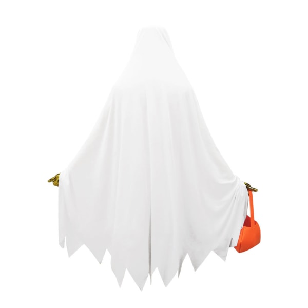 Halloween Spooky Trick or Treat Ghost Witch Ghost Cloak Cosplay Vampyr Barnehage Sceneshow-kostyme med gresskarkurv（L)