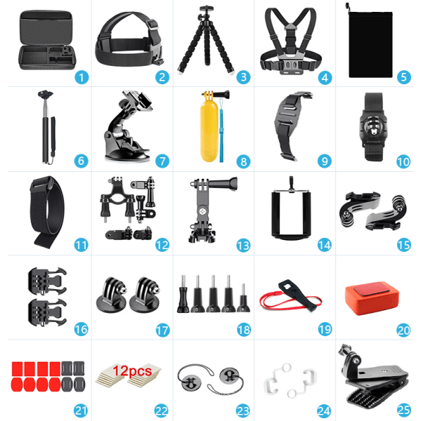 Outdoor Sports Camera Accessories 50 in 1 Camera Accessories Kit for Gopro Hero 10 9 8 7 6 5