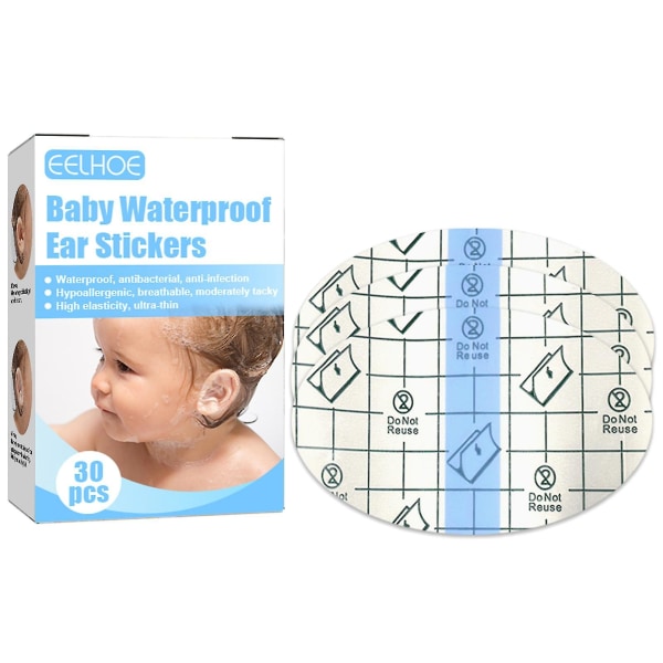 30 stk Baby vanntette øreklistremerker Disponibel øredekselbeskytter for dusj