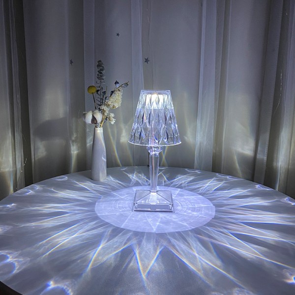 Krystallbordlampe Creative soverom Nattbord oppladbar atmosfærelampe Light Luxury Touch Diamond nattlampe (1 stk)