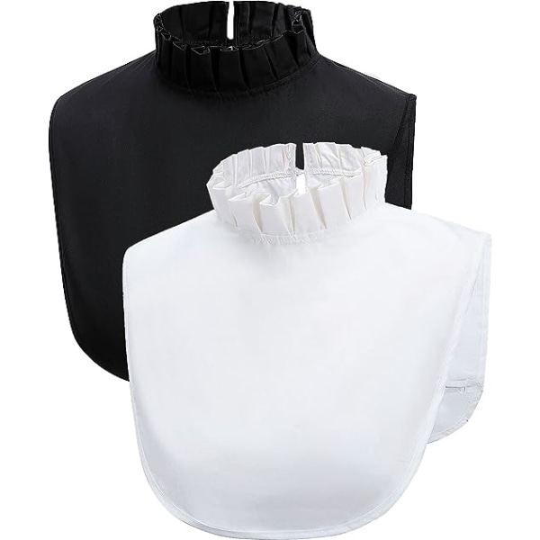 2-delad skjorta med falsk krage för kvinnor, avtagbar mellanlång skjorta,  svart och vit, enfärgad dam, ståkrage, skjorta f2c1 | Fyndiq