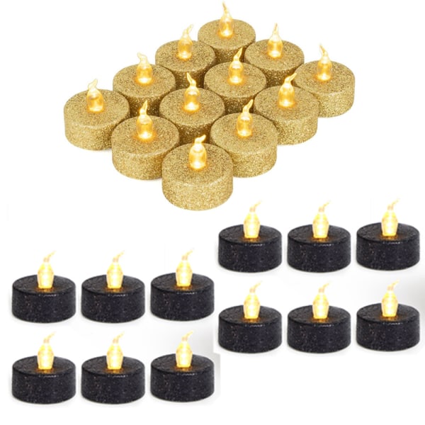 24 kpl LED Glitter Tealight Kynttilät Liekittomat kynttilät Paristokäyttöiset Votive-kynttilät lämpimänvalkoisella valolla joulun häiden keskipiste Ta