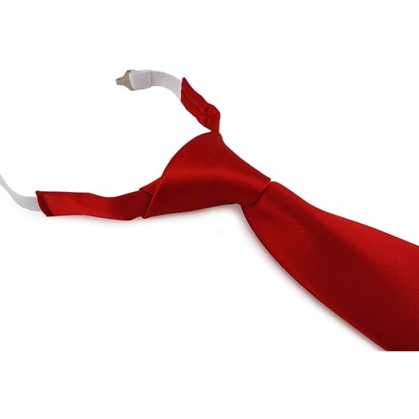 （Rød）Ensfarget slips for barn - Forhåndsknyttet med strikk.