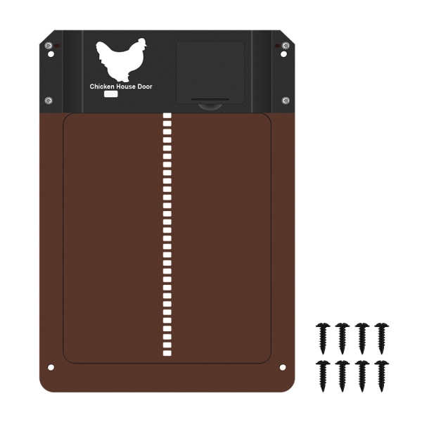 Brun automatisk hönsgårdsdörr med ljussensor - helt vattentät induktionsdörr för hönsgård - hönsgårdsdörr, röd, T-Audace T-Audace