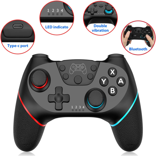 Trådlös styrenhet för switch, Switch fjärrkontroll för Gamepad Joystick (Vit B)